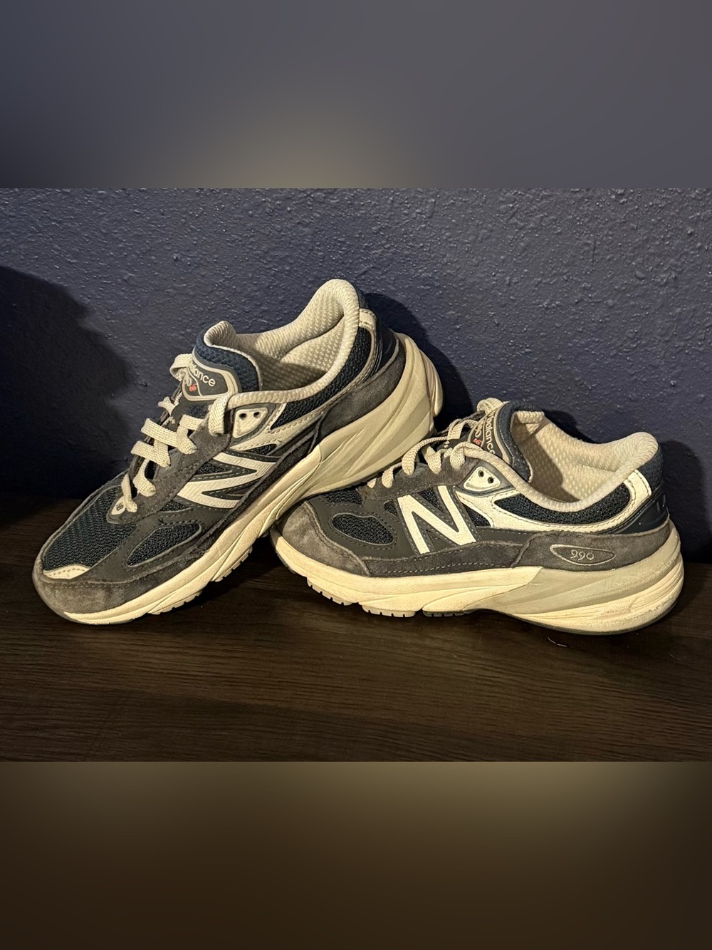 New Balance Kids Gray and Cream Sneakers